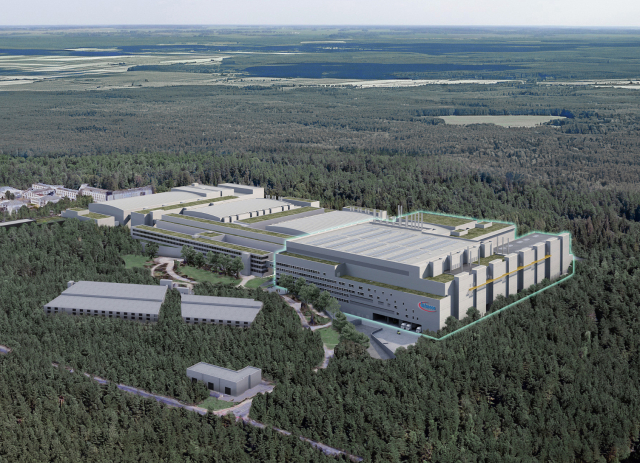 Infineons Halbleiterwerk in Dresden: Den linken Teil gibt es bereits, der rechte, grün eingerahmte soll bis 2026 neu entstehen.
