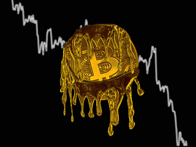 Geschmolzener Bitcoin vor fallendem Kurs