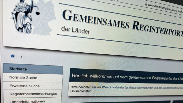 Screenshot von handelsregister.de