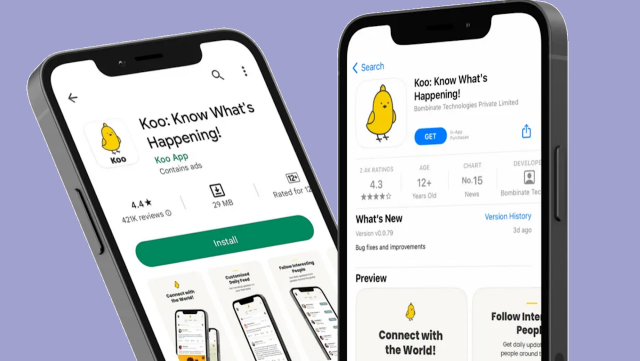 Koo-App auf Smartphones