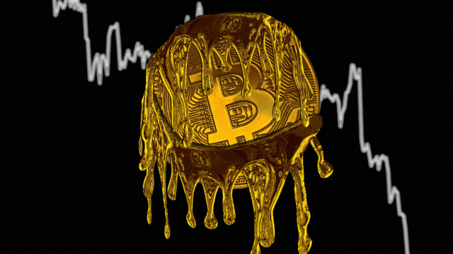 Zerfließende Bitcoinmünze