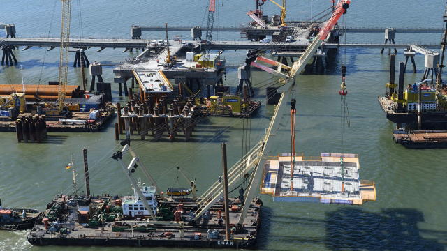 Bauarbeiten am LNG-Terminal in Wilhelmshaven