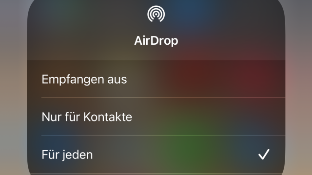 Screenshot der AirDrop-Einstellungen