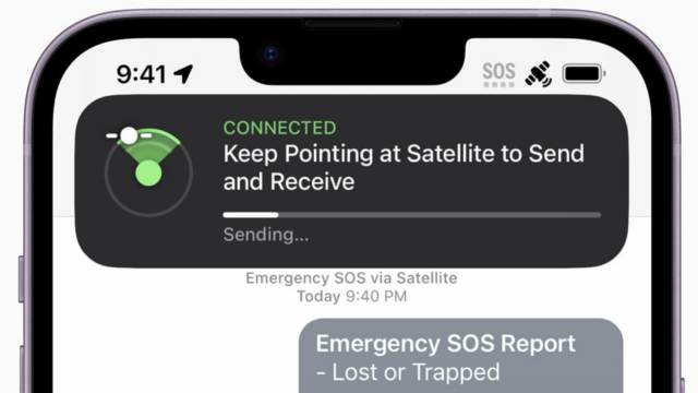 Erklärungen zum Satellitenfunk auf einem iPhone-Display