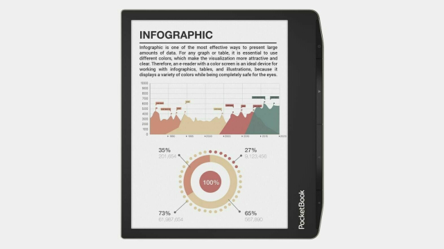 Bild des E-Readers mit farbiger Infografik auf dem Display