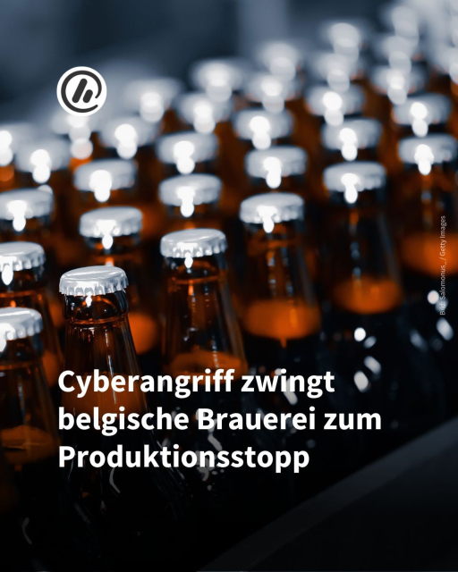 Bild: Im Hintergrund sieht man Bierflaschen in der Produktion.

Überschrift: Cyberangriff zwingt belgische Brauerei zum Produktionsstopp