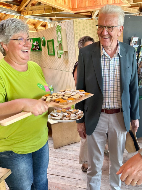 Ministerpräsident Winfried Kretschmann auf der Landesgartenschau in Wangen.