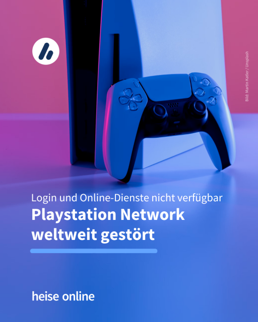 Auf dem Bild sieht man eine PlayStation 5. 
In der Überschrift steht: Playstation Network weltweit gestört: Login und Online-Dienste nicht verfügbar.