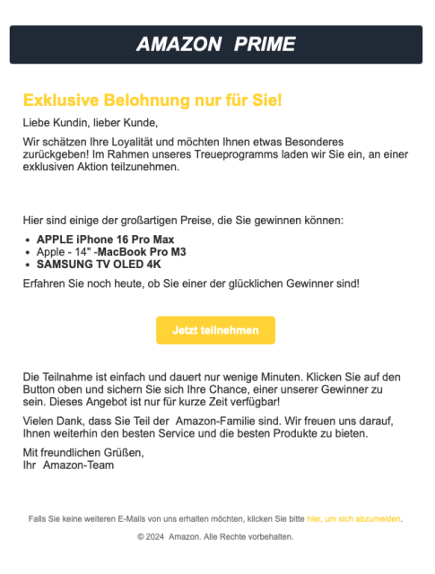 Achtung: Spam-Mail!