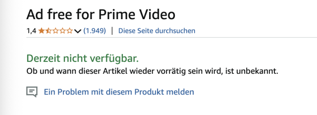 Ad free for Prime Video
Bewertung 1,4 von 5 Sternen mit 1949 Bewertungen.
Derzeit nicht verfügbar.
Ob und wann dieser Artikel wieder vorrätig sein wird ist unbekannt.