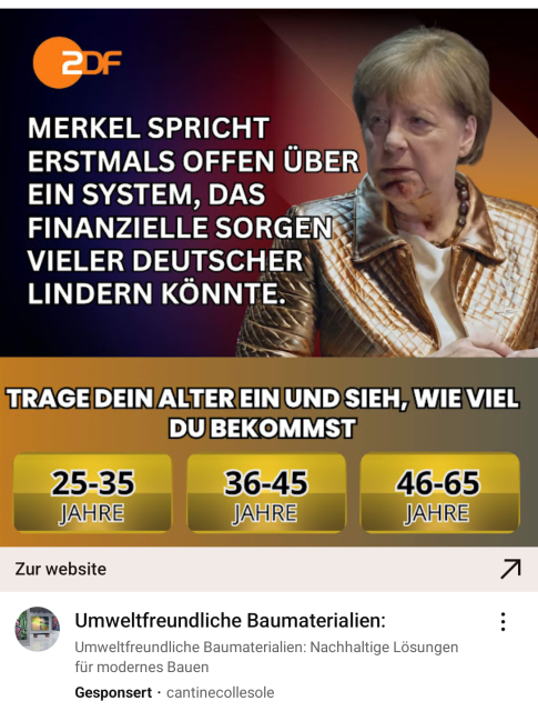 Angela Merkel in einer Goldjacke verrät wie man reich wird.