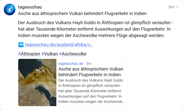 Screenshot des tagesschau toots mit "Ähthiopien"... Äh, wie schreibt man das jetzt?