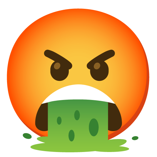 Emoji Kitchen-Sticker der Emojis 🤮 und 😡