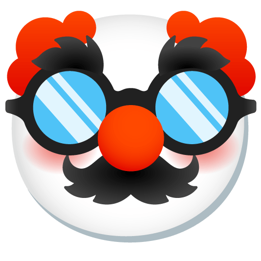 Emoji Kitchen-Sticker der Emojis 🥸 und 🤡