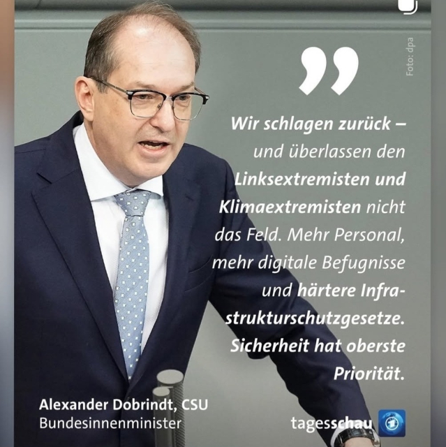 Bundesinnenminister Dobrindt sagt dem "Linksextremismus" den Kampf an.